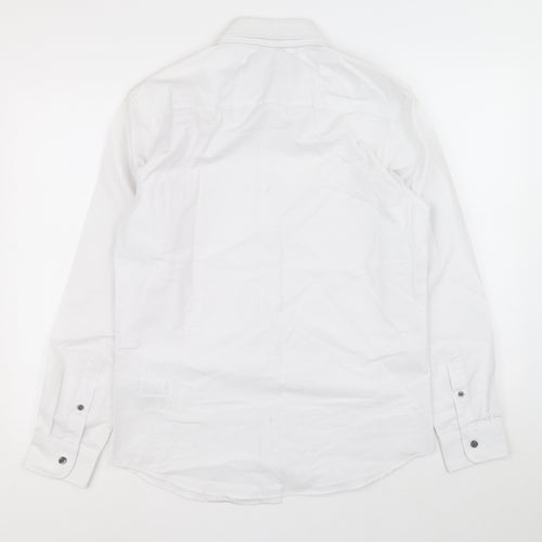 The Collection Mens White Cotton Button-Up Size M Collared Button