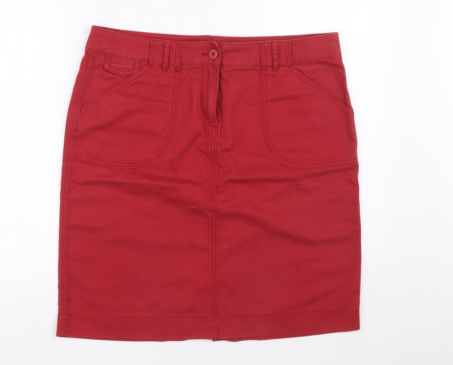 Marks and Spencer Womens Pink Cotton Cargo Skirt Size 14 Zip