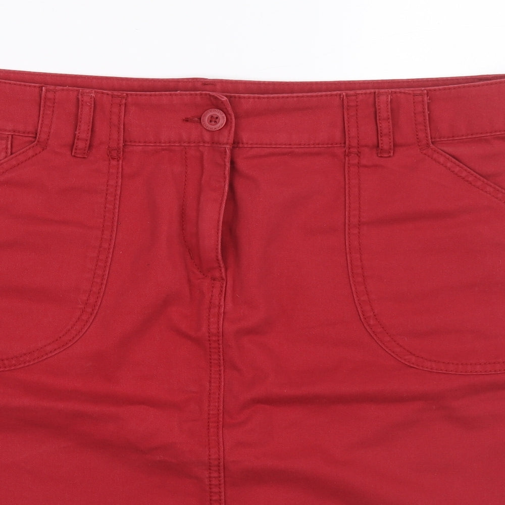 Marks and Spencer Womens Pink Cotton Cargo Skirt Size 14 Zip