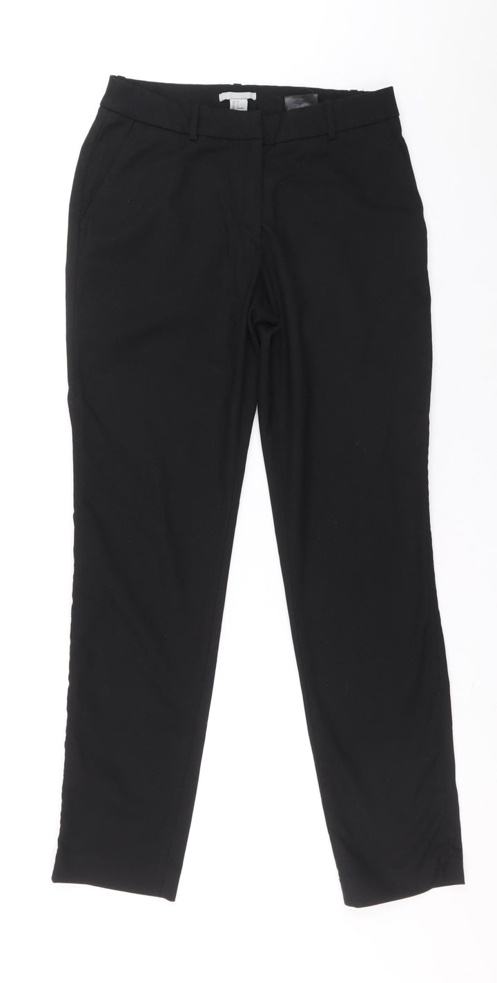 H&M Womens Black Polyester Carrot Trousers Size 36 L28 in Regular Zip