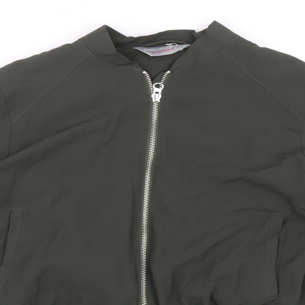Dorothy Perkins Womens Green Bomber Jacket Jacket Size 8 Zip