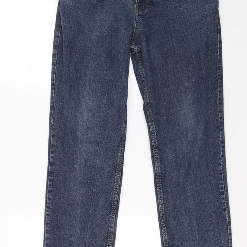 Preworn Mens Blue Cotton Straight Jeans L30 in Regular Zip