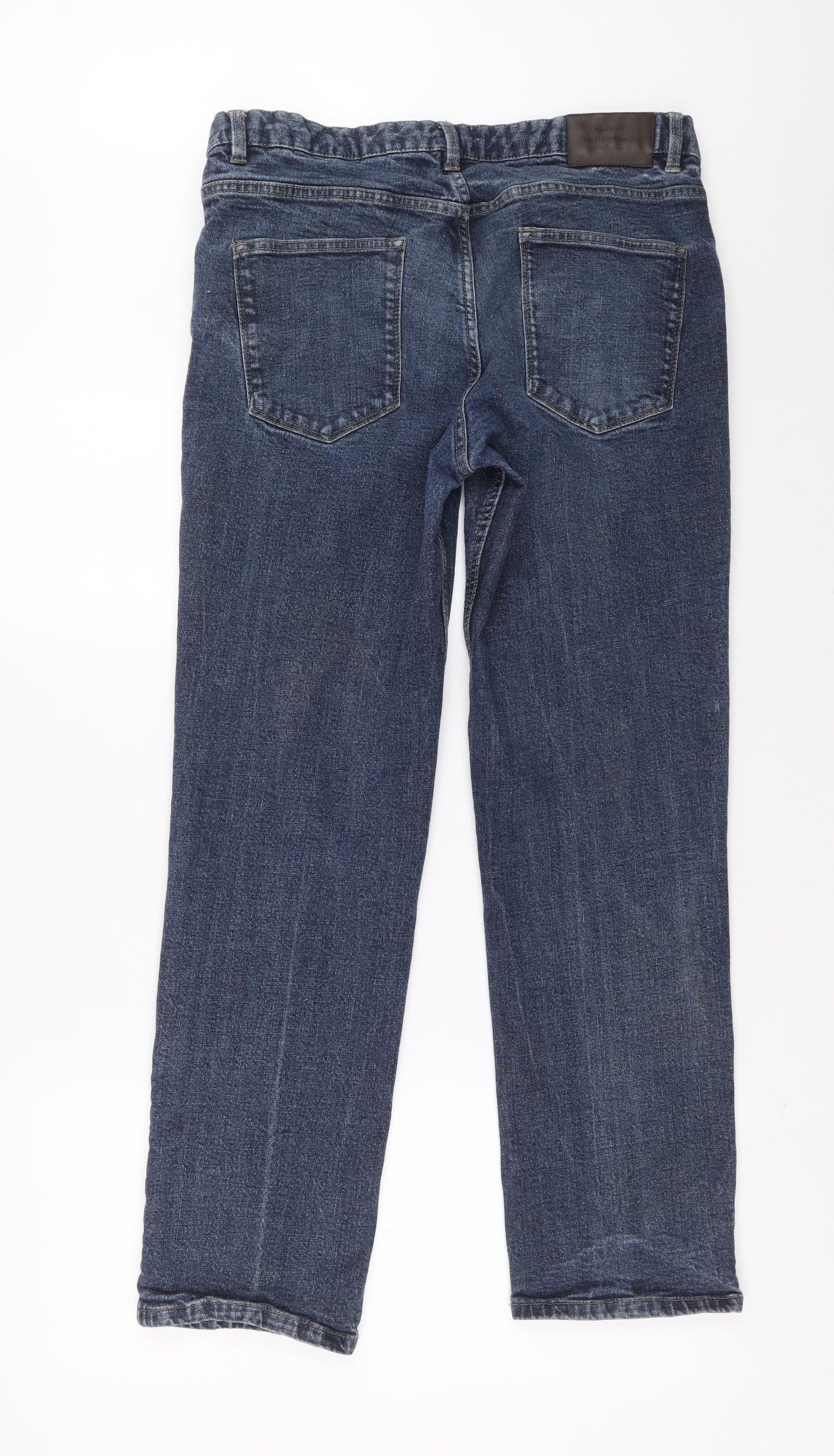 Preworn Mens Blue Cotton Straight Jeans L30 in Regular Zip