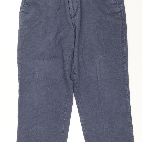 Marks and Spencer Mens Blue Cotton Trousers L29 in Regular Zip