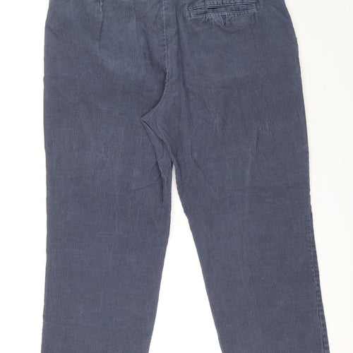 Marks and Spencer Mens Blue Cotton Trousers L29 in Regular Zip