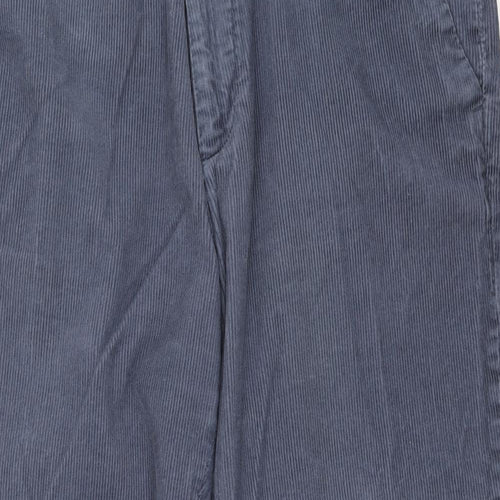 Marks and Spencer Mens Blue Cotton Trousers L29 in Regular Zip
