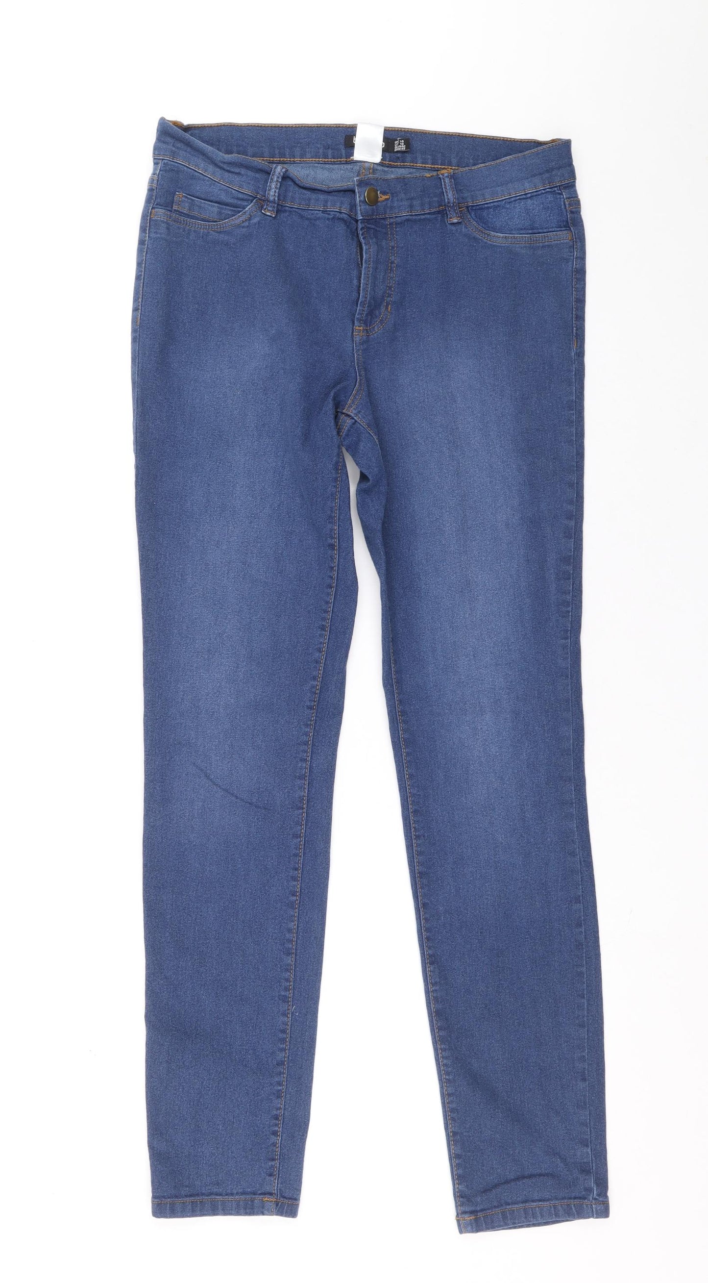 Boohoo Womens Blue Cotton Skinny Jeans Size 14 L28.5 in Slim Zip