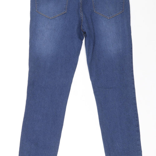 Boohoo Womens Blue Cotton Skinny Jeans Size 14 L28.5 in Slim Zip