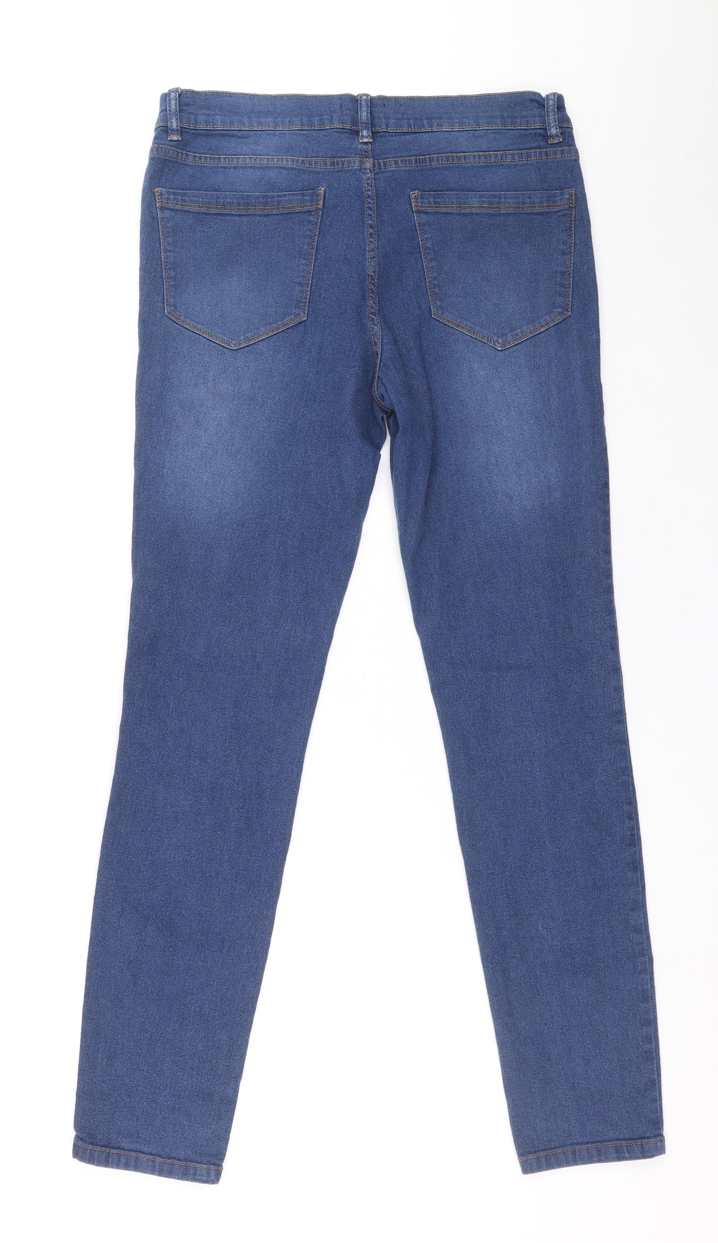 Boohoo Womens Blue Cotton Skinny Jeans Size 14 L28.5 in Slim Zip