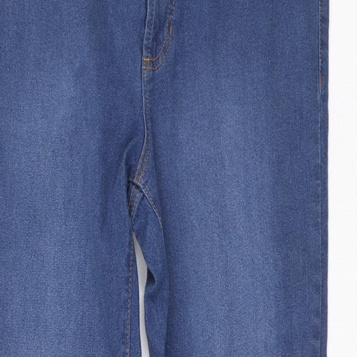 Boohoo Womens Blue Cotton Skinny Jeans Size 14 L28.5 in Slim Zip