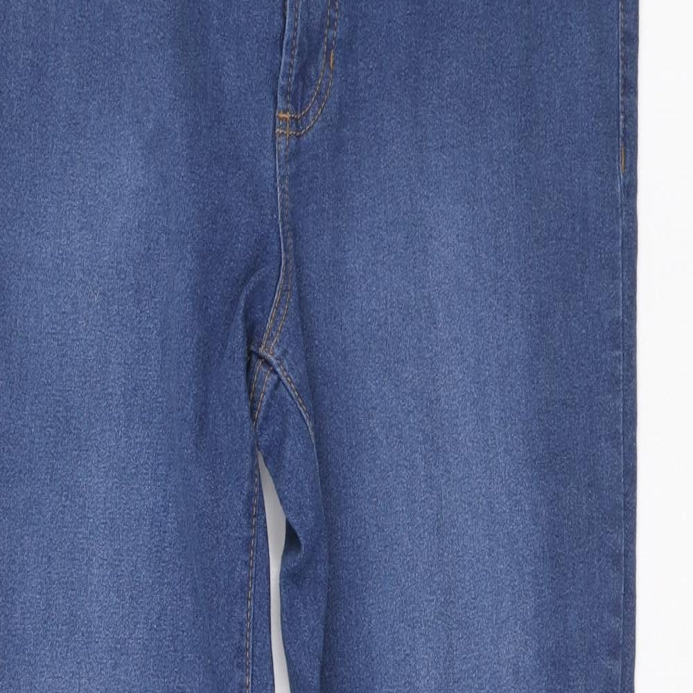 Boohoo Womens Blue Cotton Skinny Jeans Size 14 L28.5 in Slim Zip