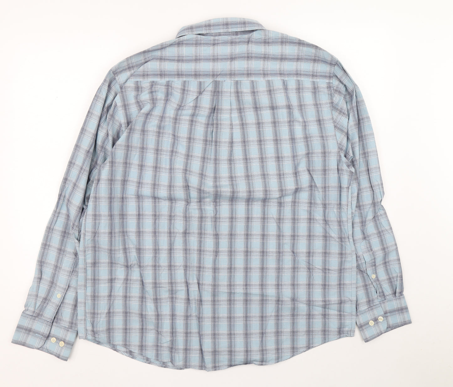 TU Mens Blue Plaid Cotton Button-Up Size XL Collared Button