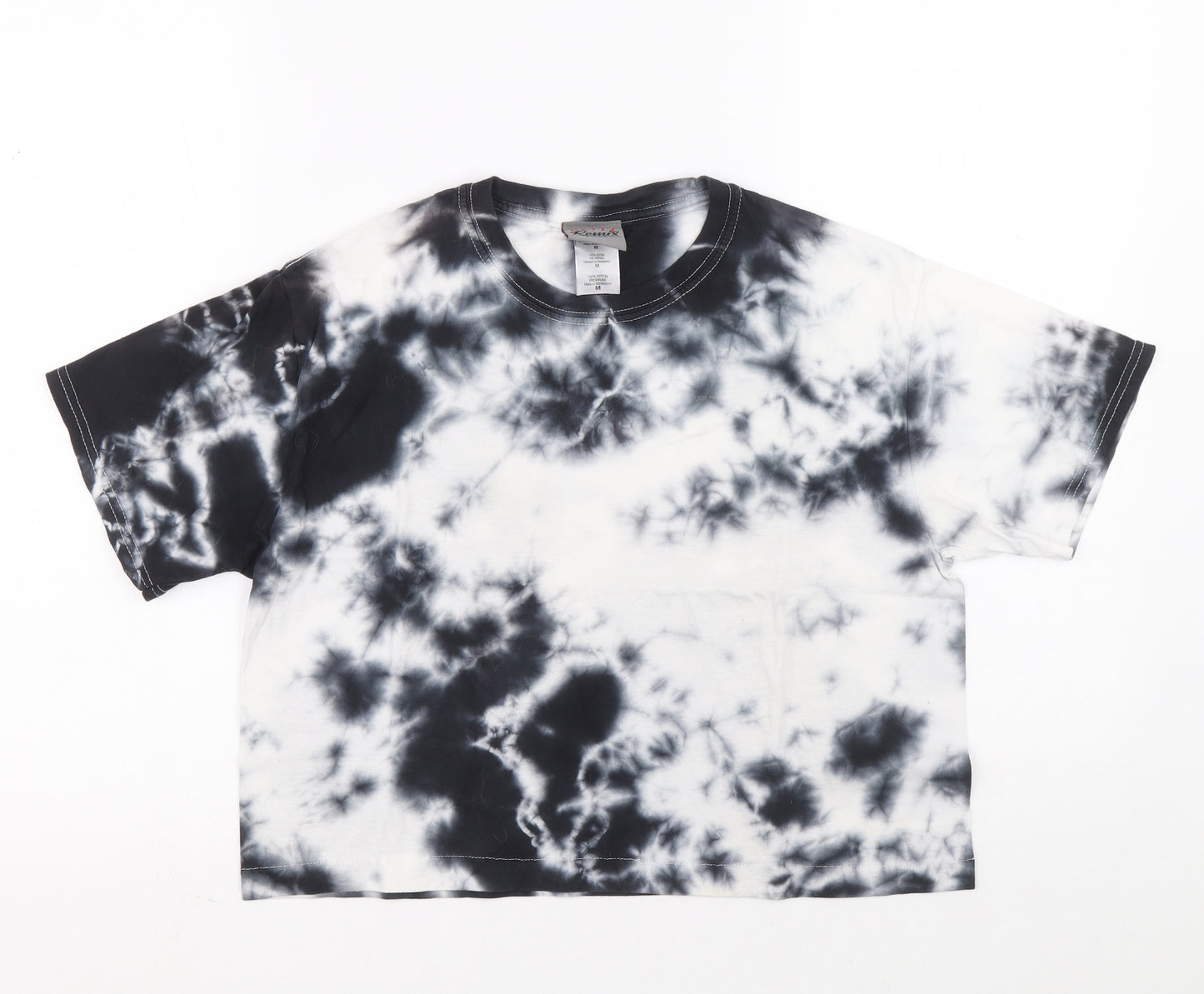 Blitz Womens Black 100% Cotton Ringer T-Shirt Size M Crew Neck - Tie dye