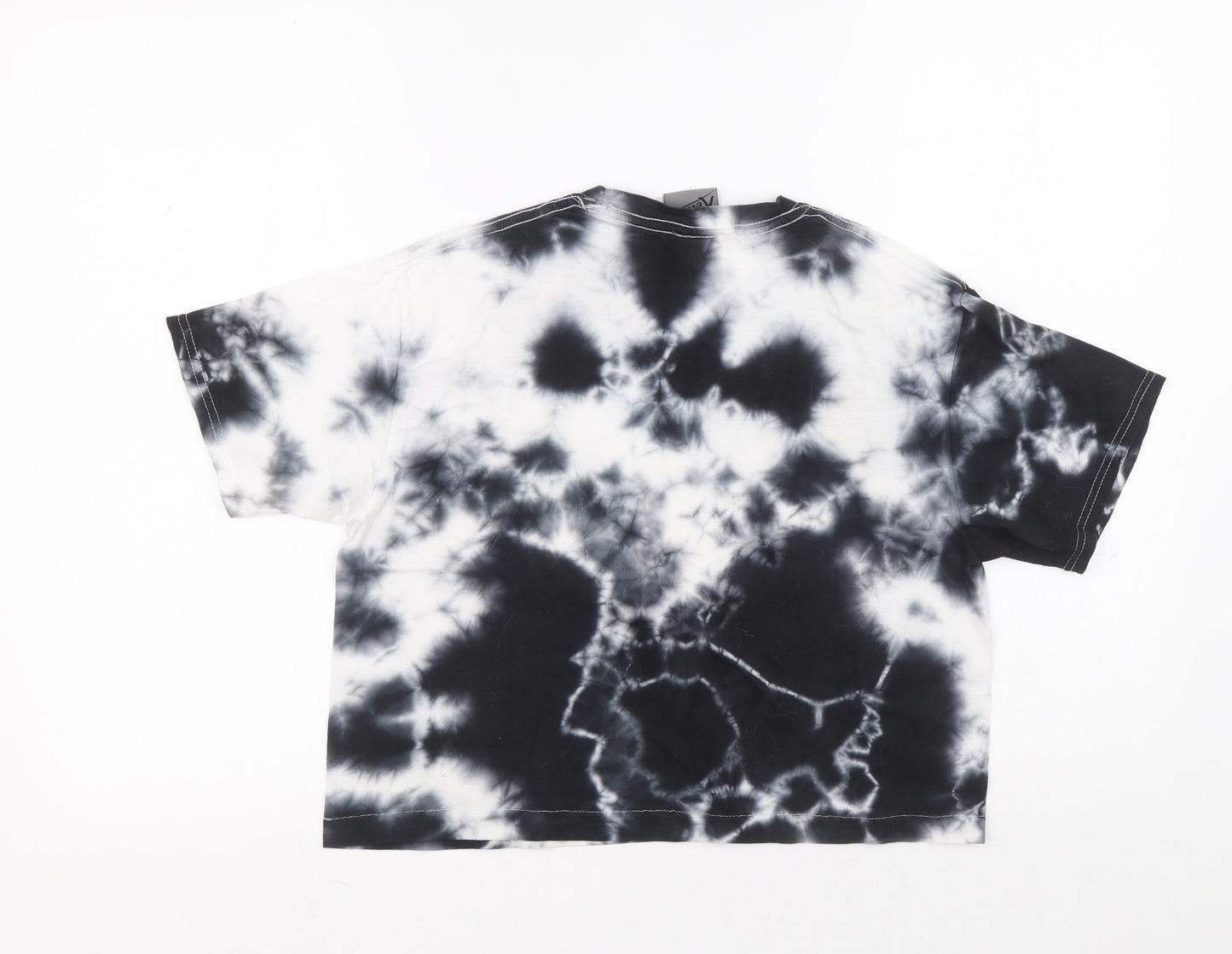 Blitz Womens Black 100% Cotton Ringer T-Shirt Size M Crew Neck - Tie dye