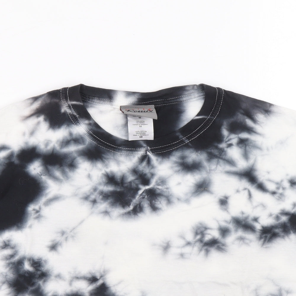 Blitz Womens Black 100% Cotton Ringer T-Shirt Size M Crew Neck - Tie dye