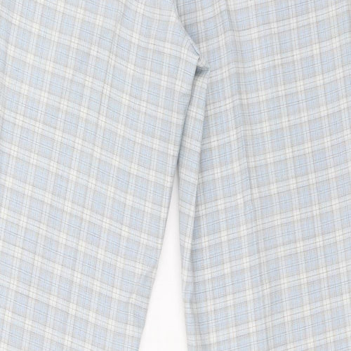 Preworn Womens Blue Plaid Polyester Trousers Size 12 L29 in Extra-Slim Zip