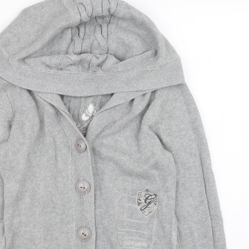 Gersemi Womens Grey V-Neck 100% Cotton Cardigan Jumper Size M - Gersem Logo