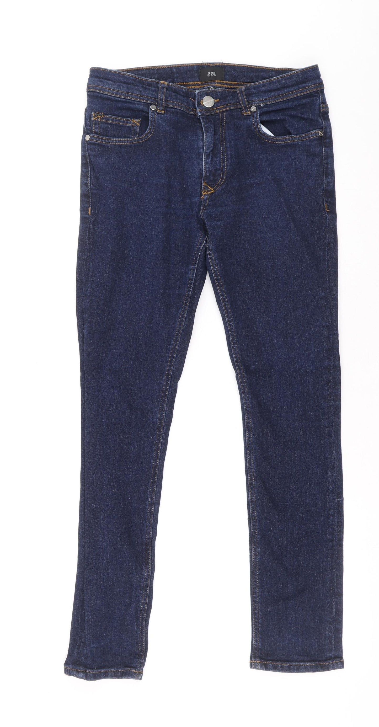 River Island Womens Blue Cotton Skinny Jeans Size 28 L30 in Regular Button