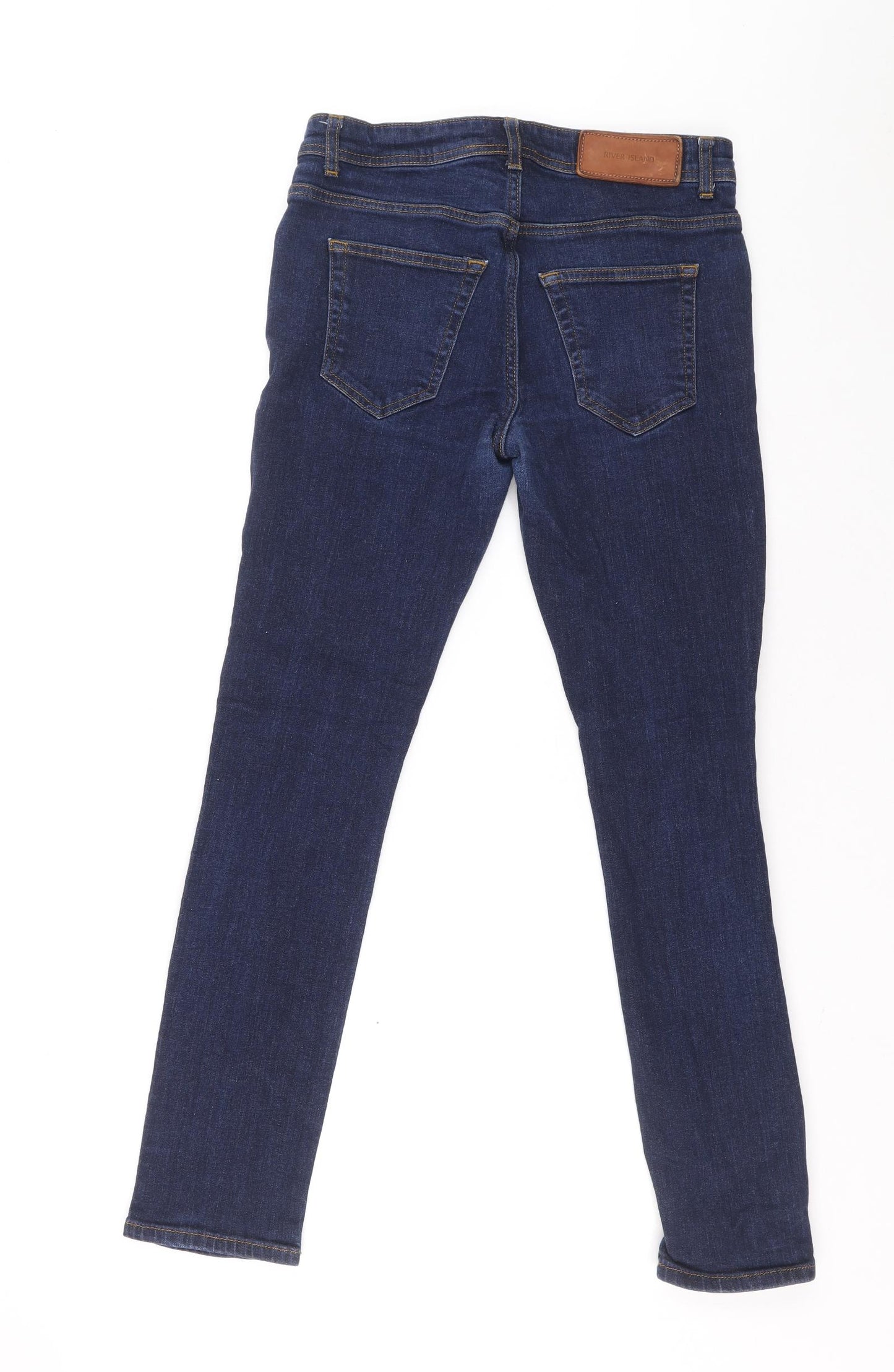 River Island Womens Blue Cotton Skinny Jeans Size 28 L30 in Regular Button