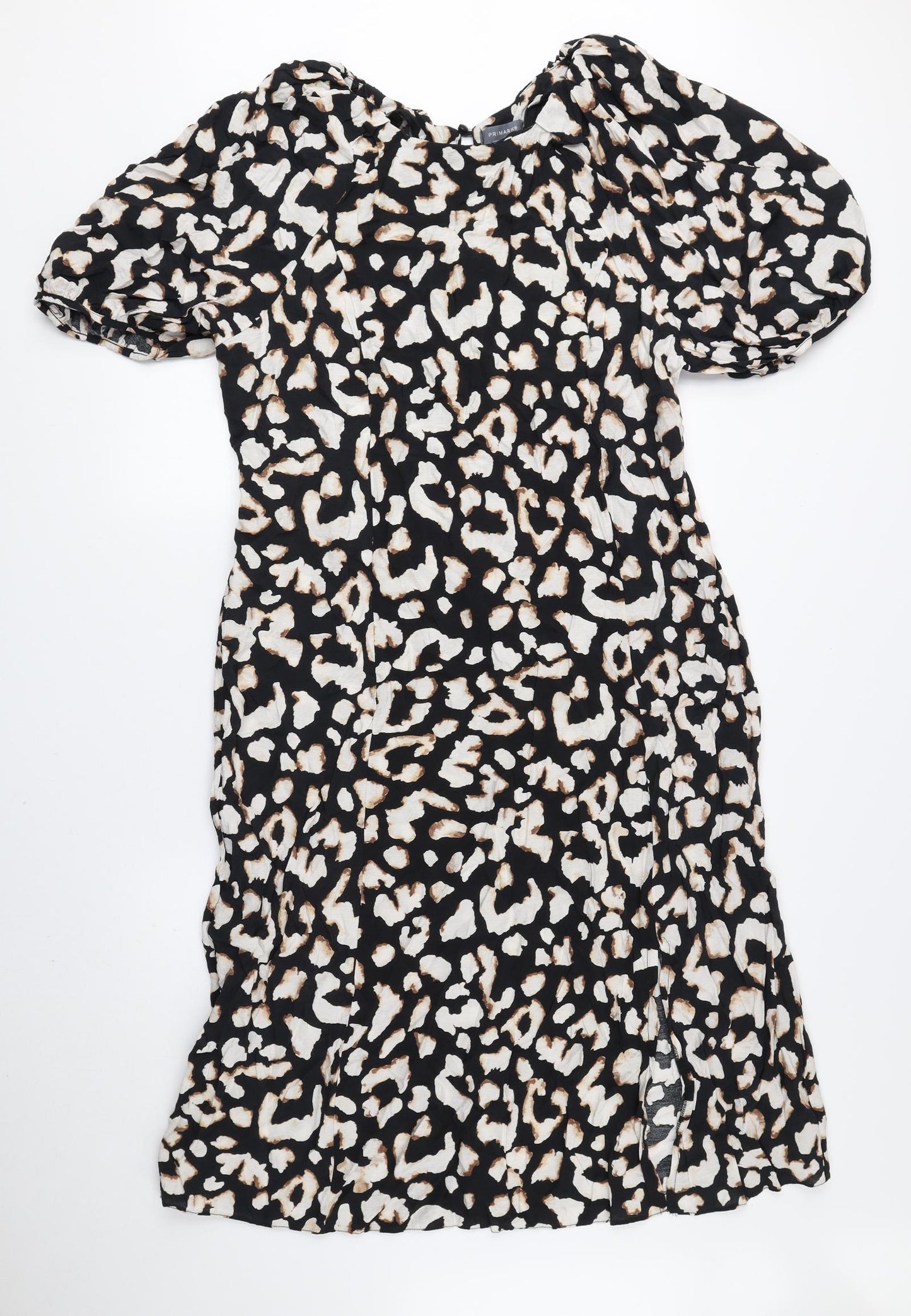 Atmosphere Womens Black Animal Print Viscose A-Line Size 18 Round Neck Button