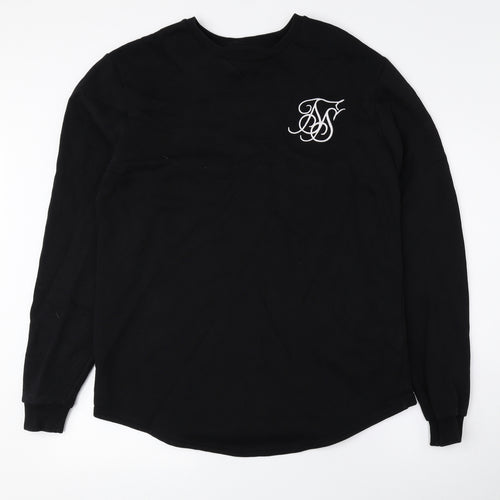 SikSilk Mens Black Cotton Pullover Sweatshirt Size M