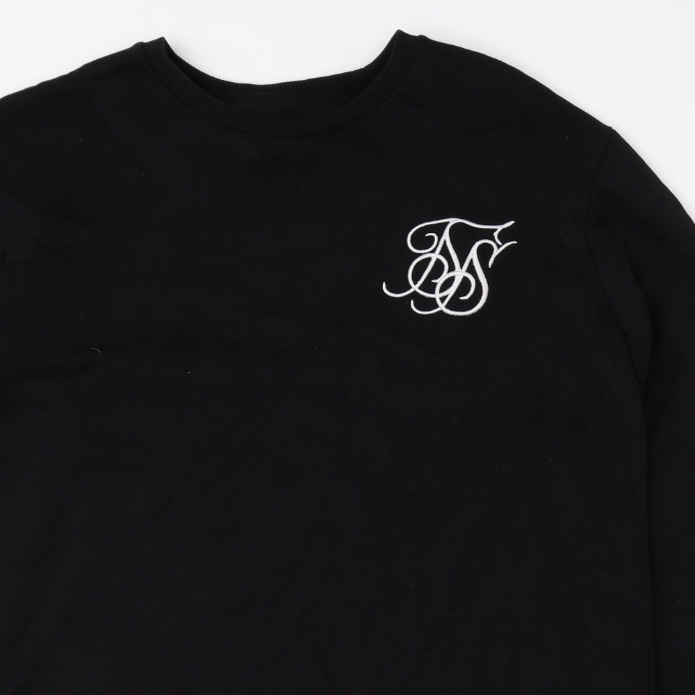 SikSilk Mens Black Cotton Pullover Sweatshirt Size M