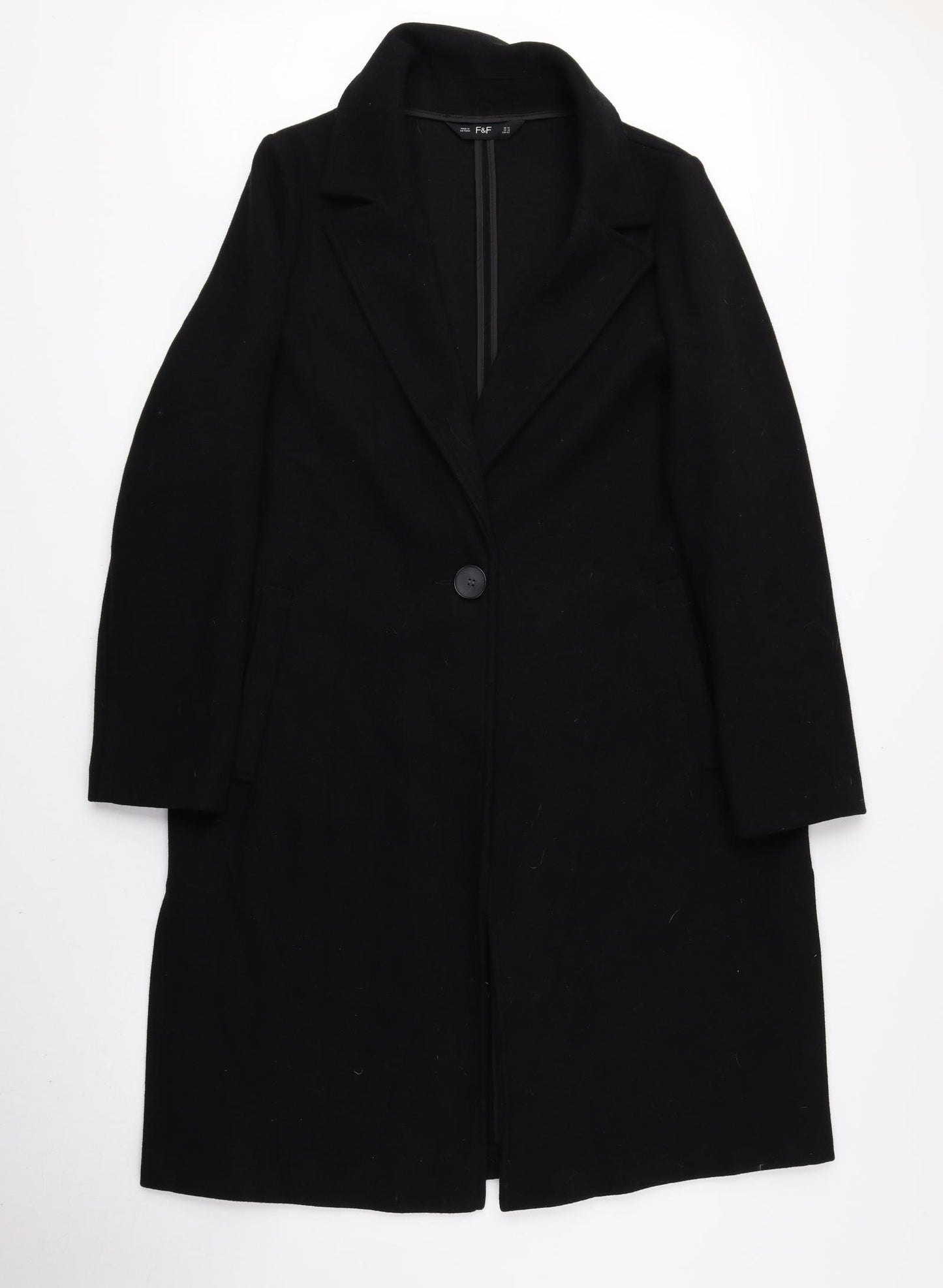 F&F Womens Black Parka Coat Size 14 Button
