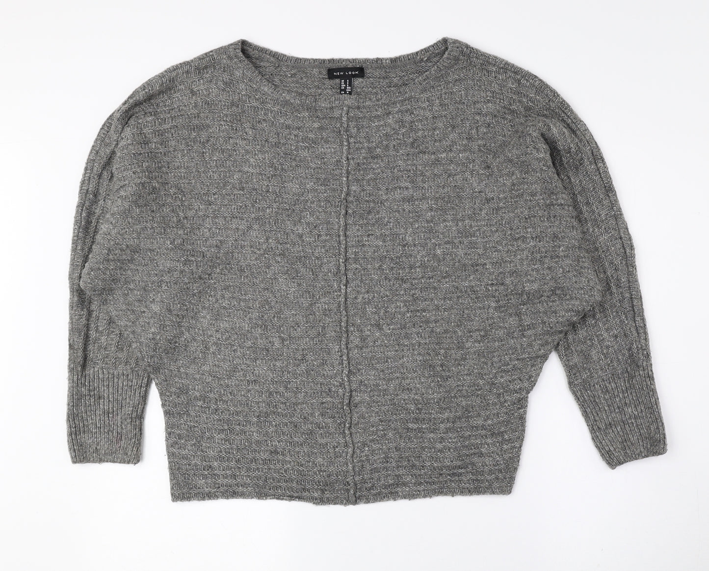 New Look Womens Grey Boat Neck Acrylic Pullover Jumper Size S