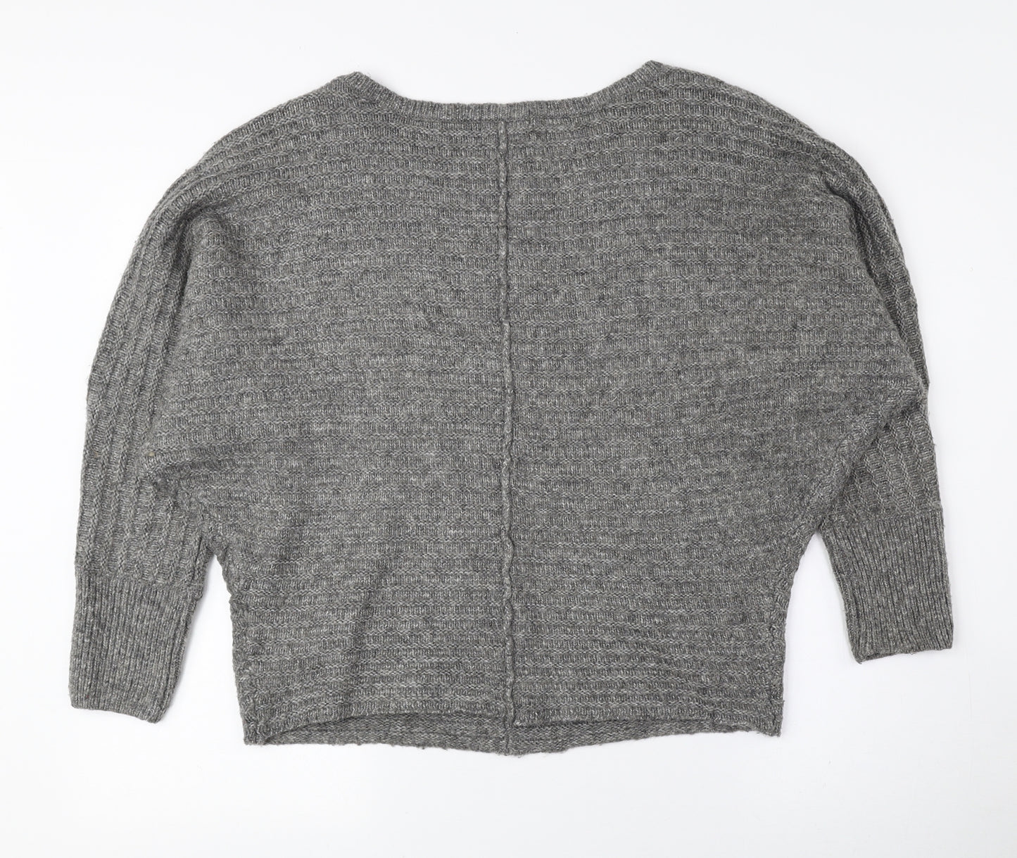 New Look Womens Grey Boat Neck Acrylic Pullover Jumper Size S