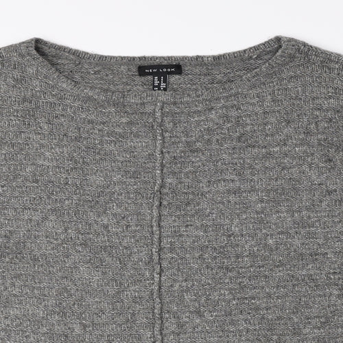 New Look Womens Grey Boat Neck Acrylic Pullover Jumper Size S
