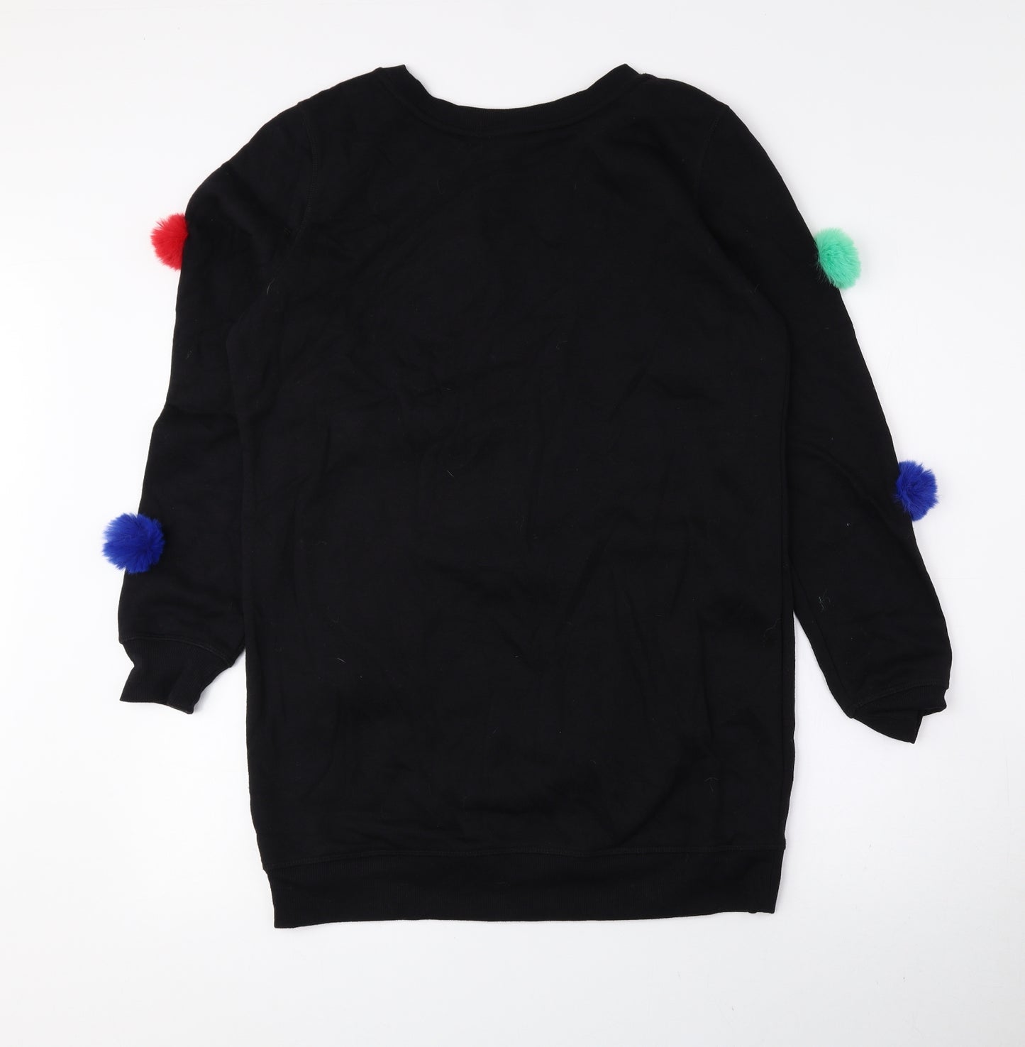George Womens Black Round Neck Polyester Pullover Jumper Size M - Pom Poms