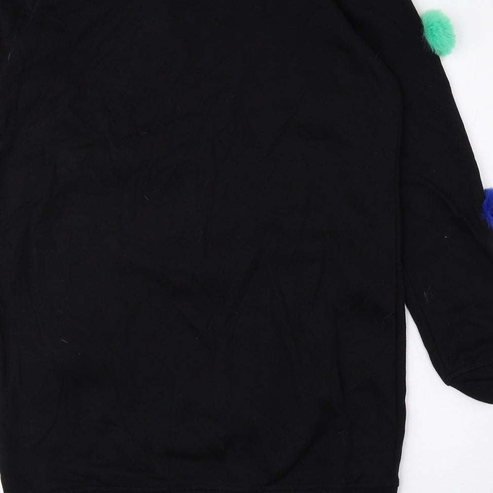 George Womens Black Round Neck Polyester Pullover Jumper Size M - Pom Poms