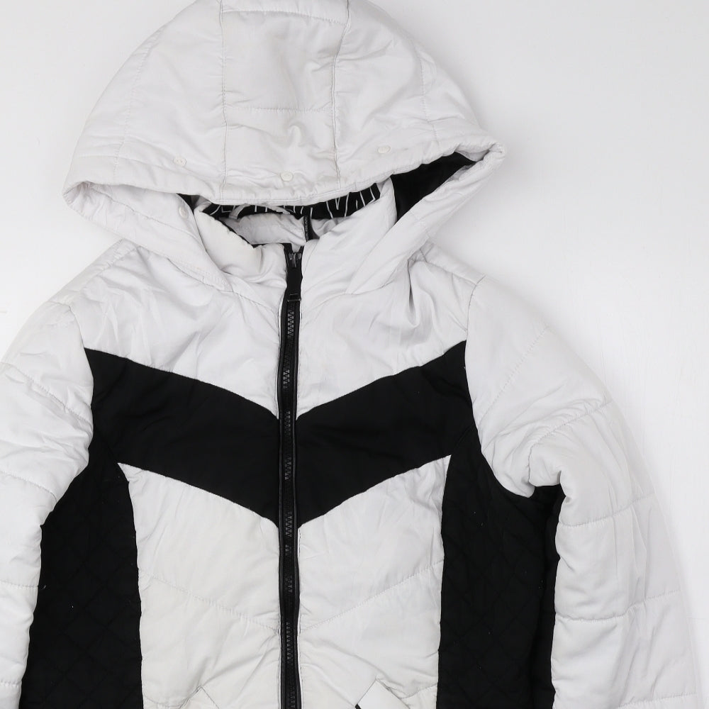 River Island Womens White Puffer Jacket Coat Size 10 Zip