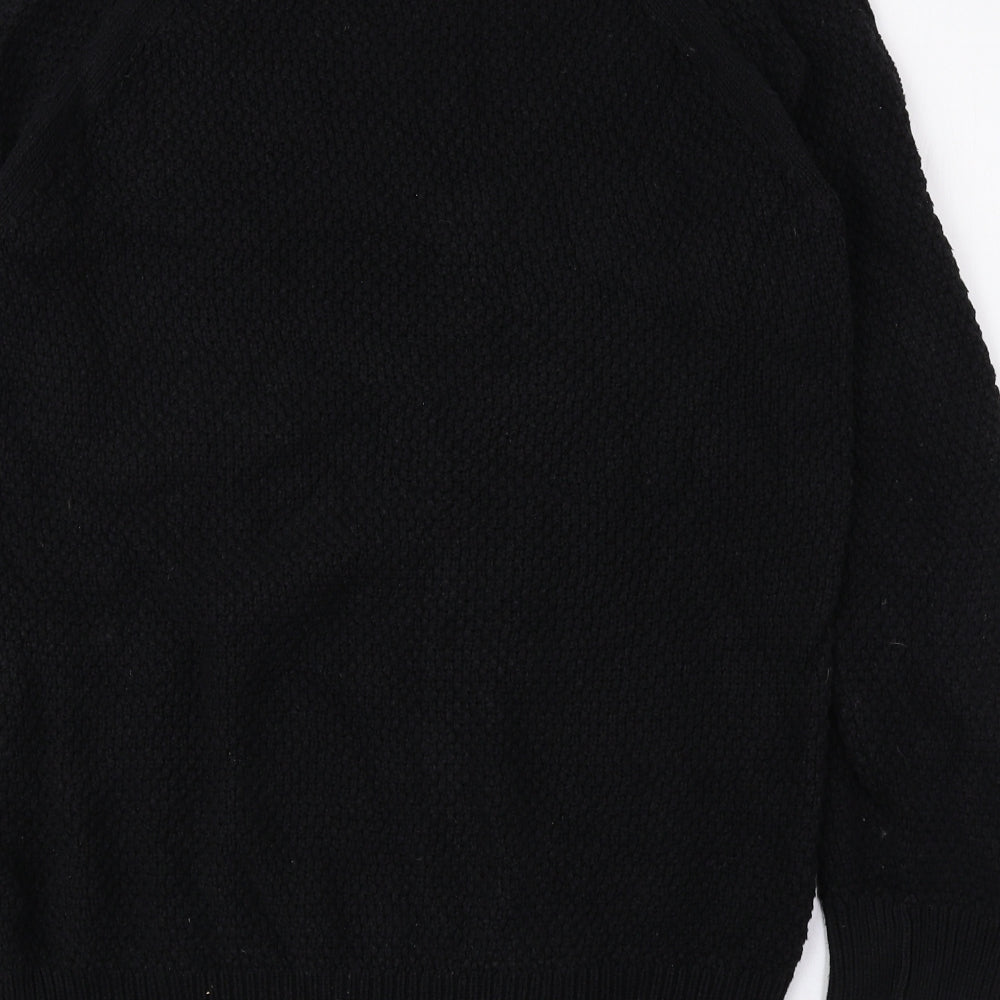 TU Mens Black Round Neck Cotton Pullover Jumper Size M