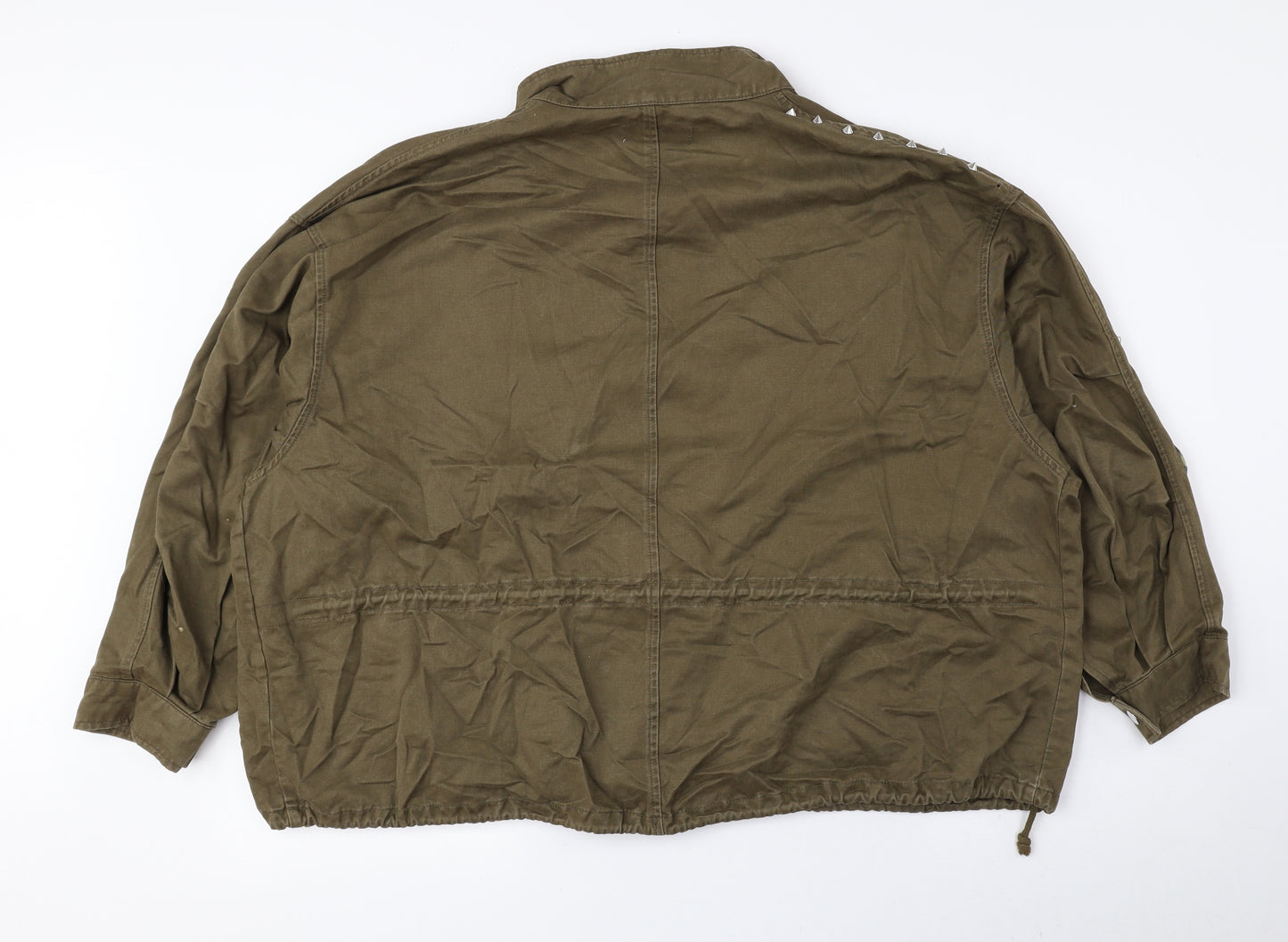 H&M Womens Green Jacket Size M Snap - Bird Fowers