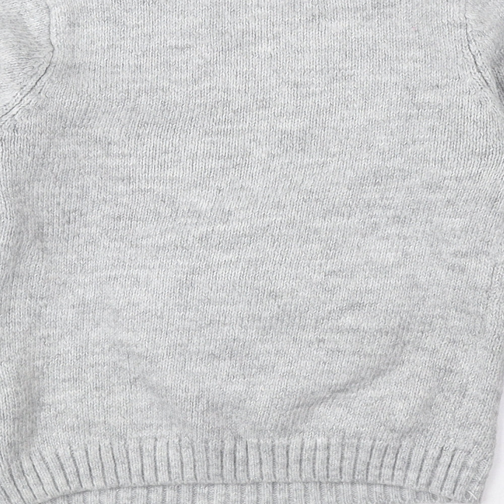 NEXT Womens Grey Round Neck Acrylic Pullover Jumper Size 6 - Flamingo