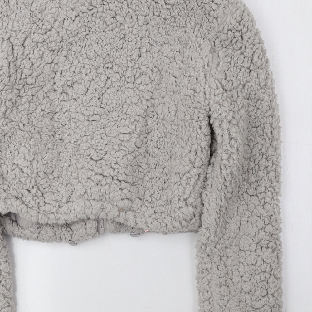 New Look Girls Grey Jacket Coat Size 12-13 Years Zip - Faux Fur