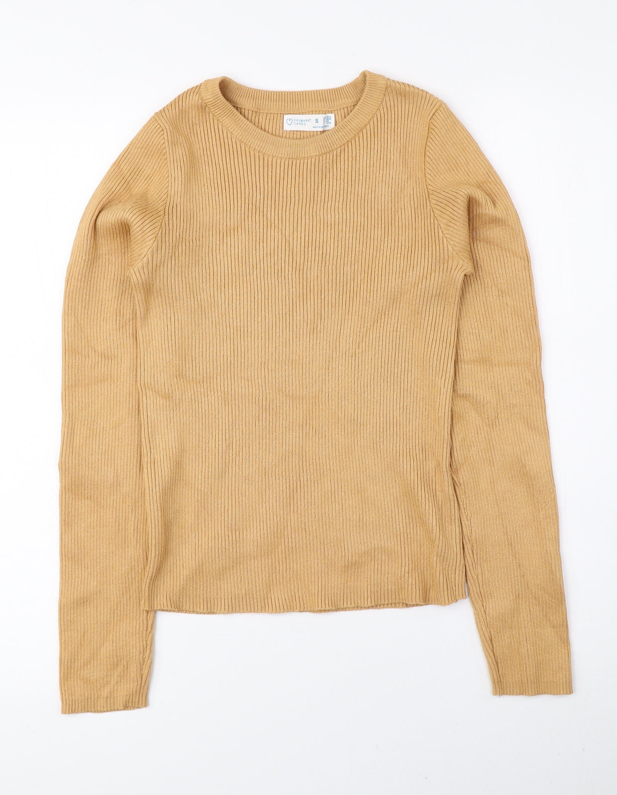 Primark Womens Beige Crew Neck Polyester Pullover Jumper Size S