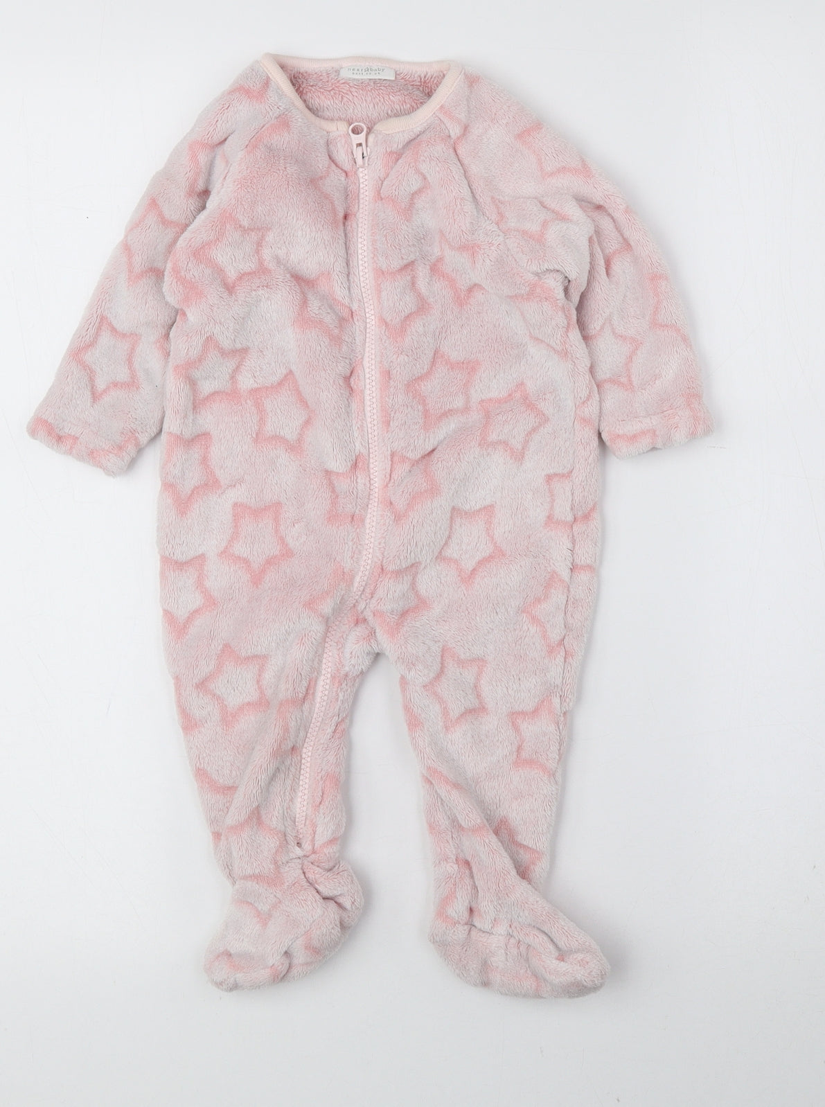 NEXT Baby Pink Geometric Polyester Catsuit One-Piece Size 3-6 Months Zip - Stars