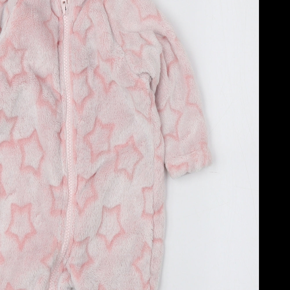 NEXT Baby Pink Geometric Polyester Catsuit One-Piece Size 3-6 Months Zip - Stars