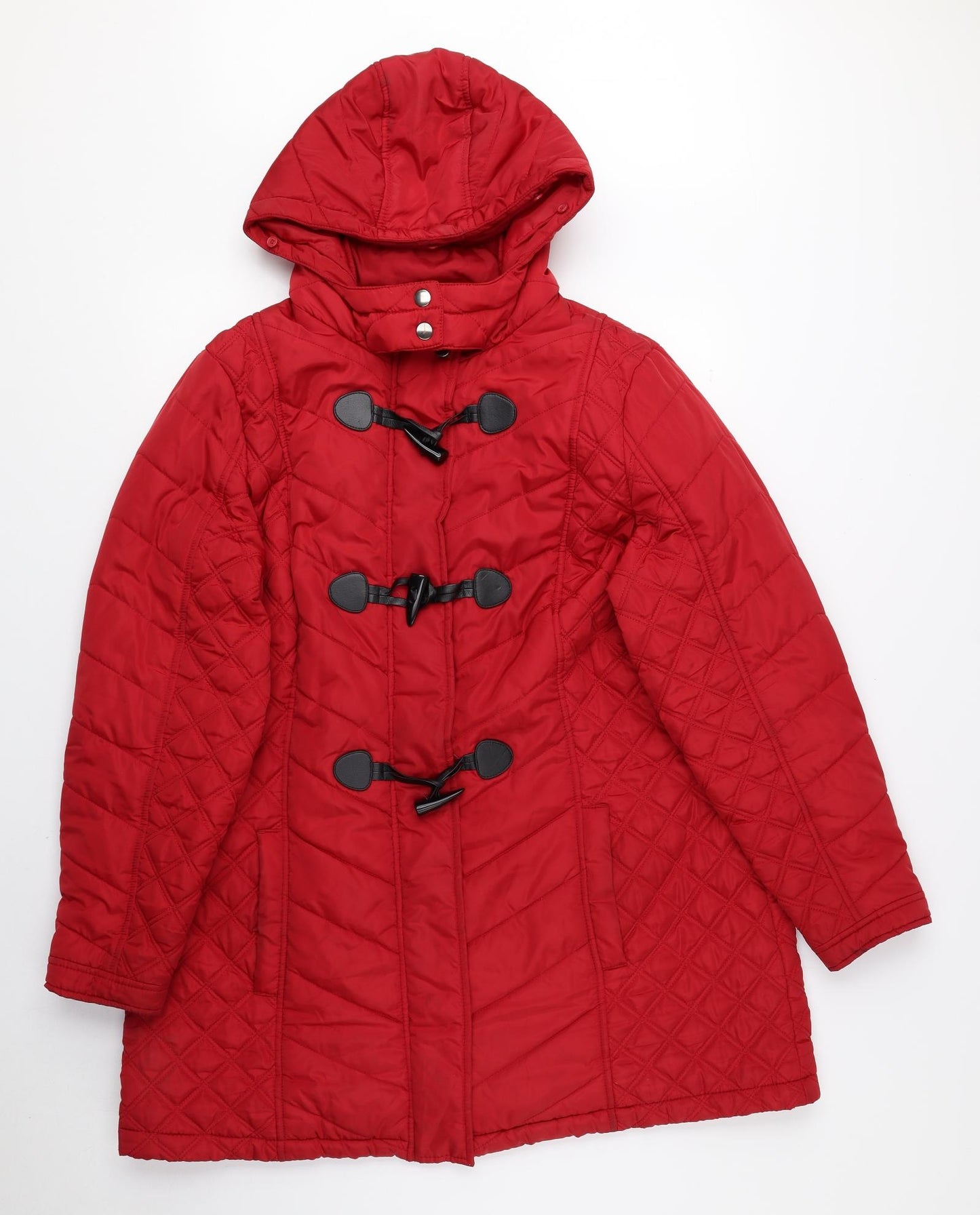Marks and Spencer Womens Red Quilted Coat Size 18 Toggle - Snap Closure