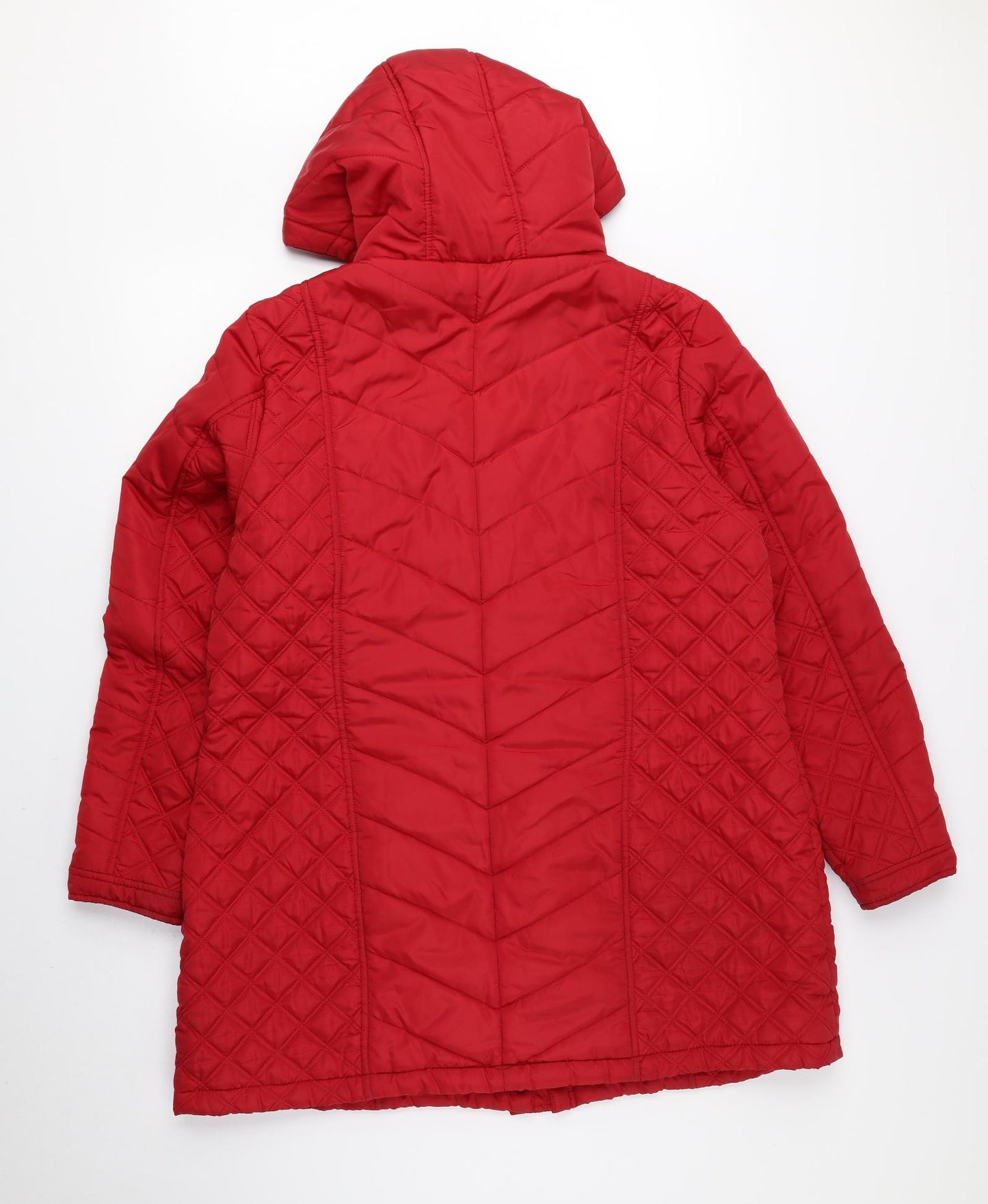 Marks and Spencer Womens Red Quilted Coat Size 18 Toggle - Snap Closure