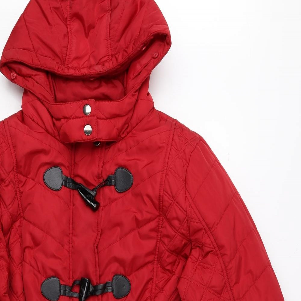 Marks and Spencer Womens Red Quilted Coat Size 18 Toggle - Snap Closure