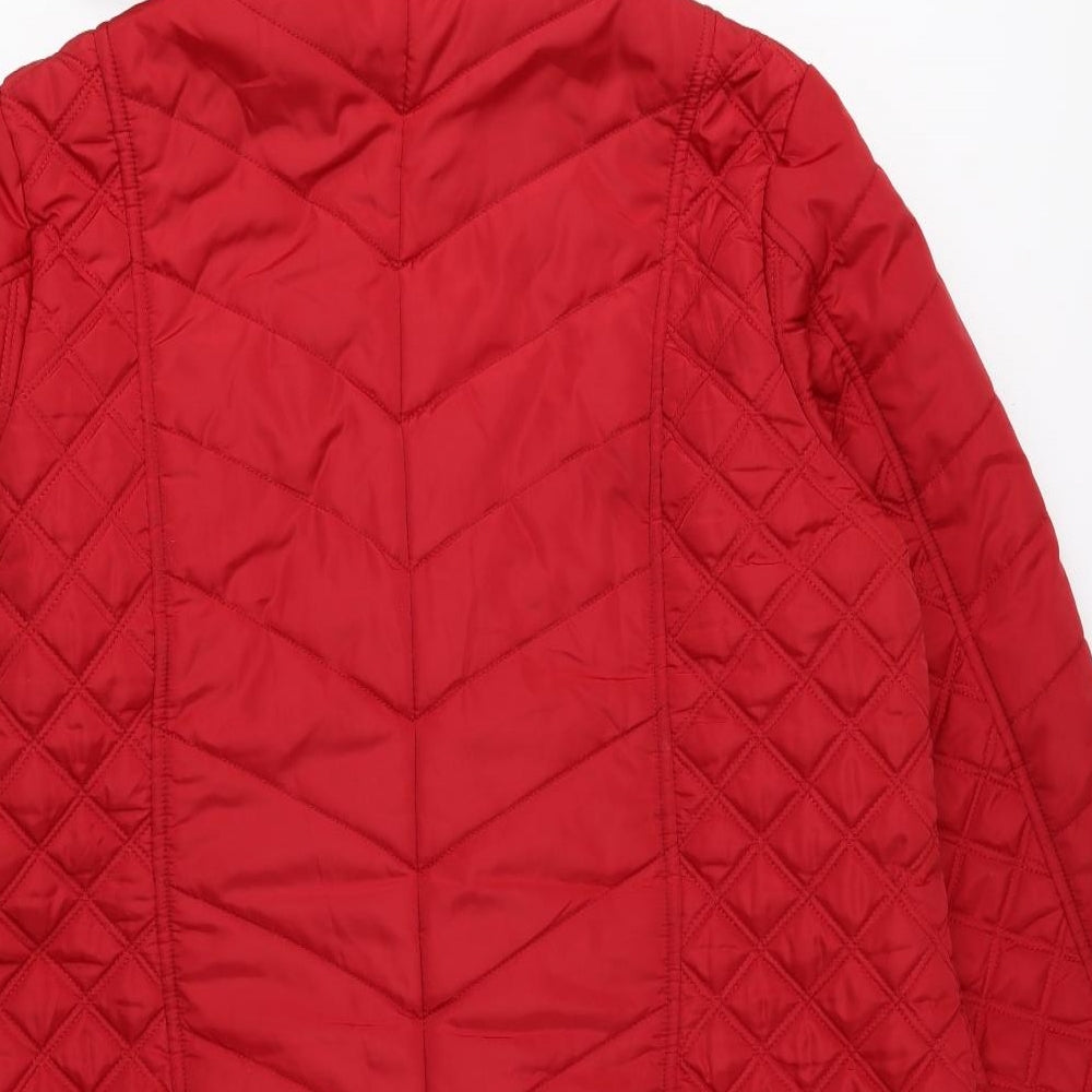 Marks and Spencer Womens Red Quilted Coat Size 18 Toggle - Snap Closure