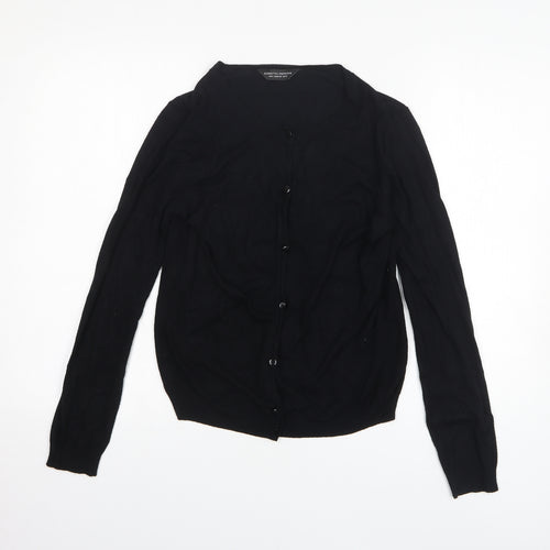 Dorothy Perkins Womens Black Viscose Basic Button-Up Size 10 Round Neck