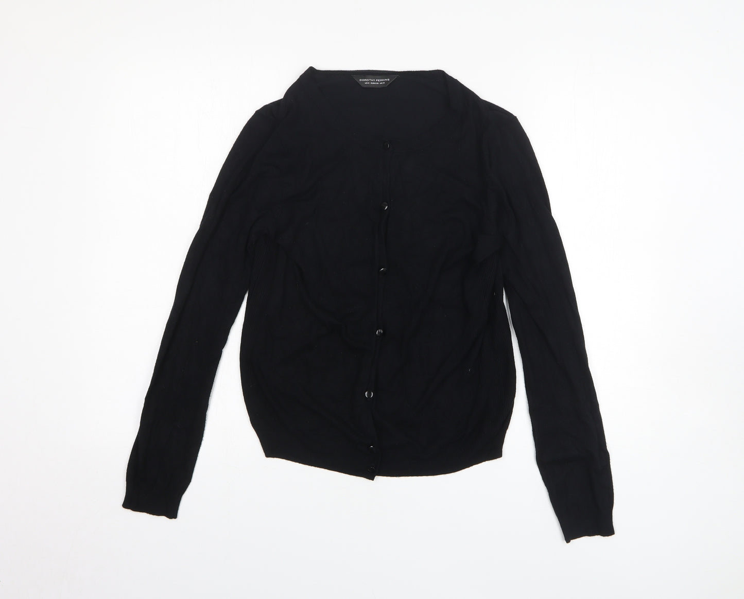 Dorothy Perkins Womens Black Viscose Basic Button-Up Size 10 Round Neck