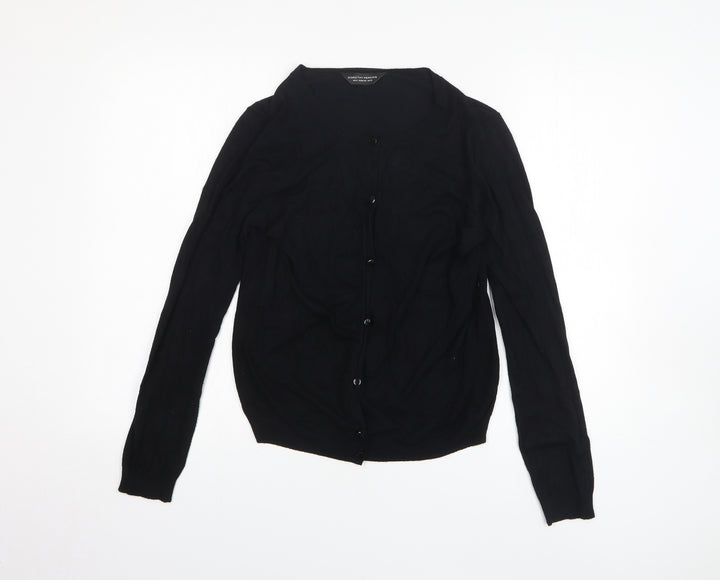 Dorothy Perkins Womens Black Viscose Basic Button-Up Size 10 Round Neck