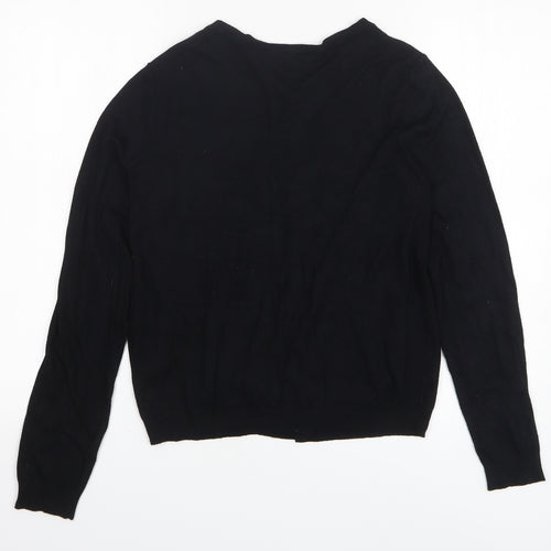 Dorothy Perkins Womens Black Viscose Basic Button-Up Size 10 Round Neck