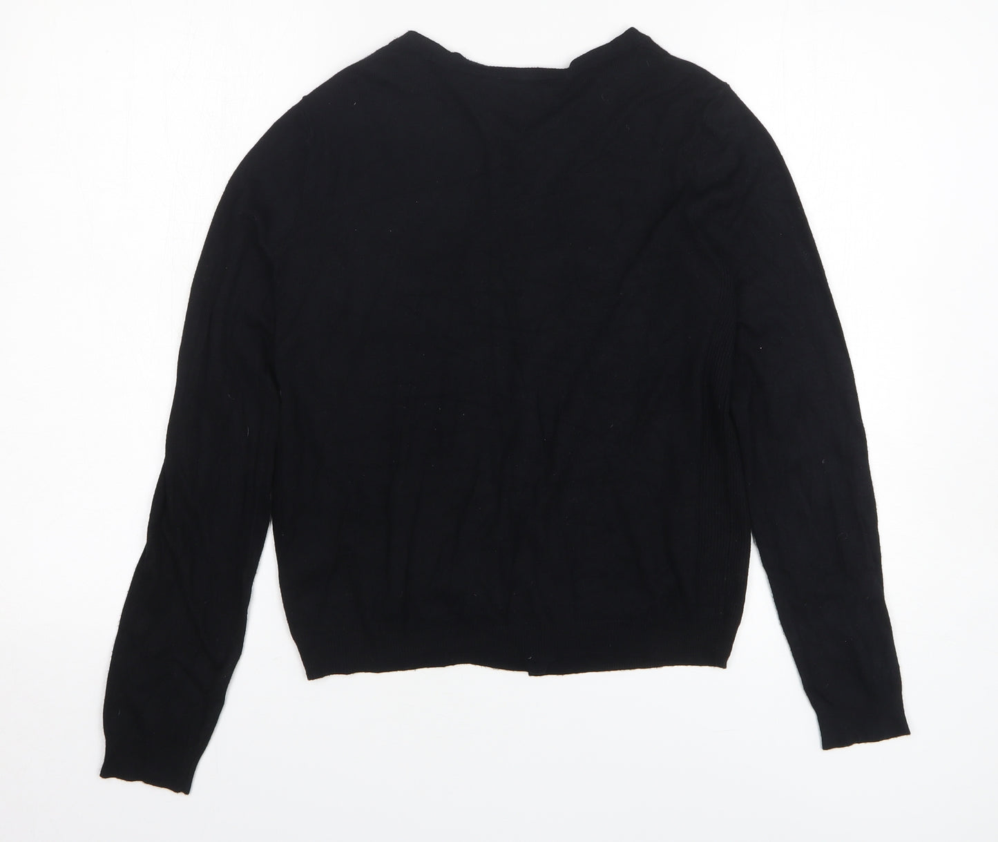 Dorothy Perkins Womens Black Viscose Basic Button-Up Size 10 Round Neck