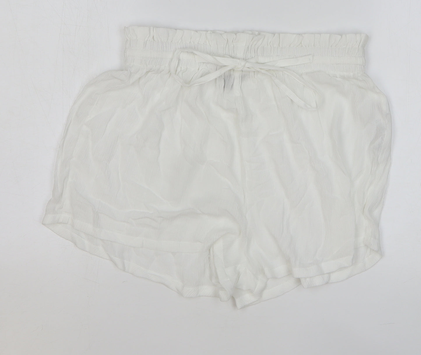 Boohoo Womens White Viscose Bermuda Shorts Size M L14 in Regular Drawstring